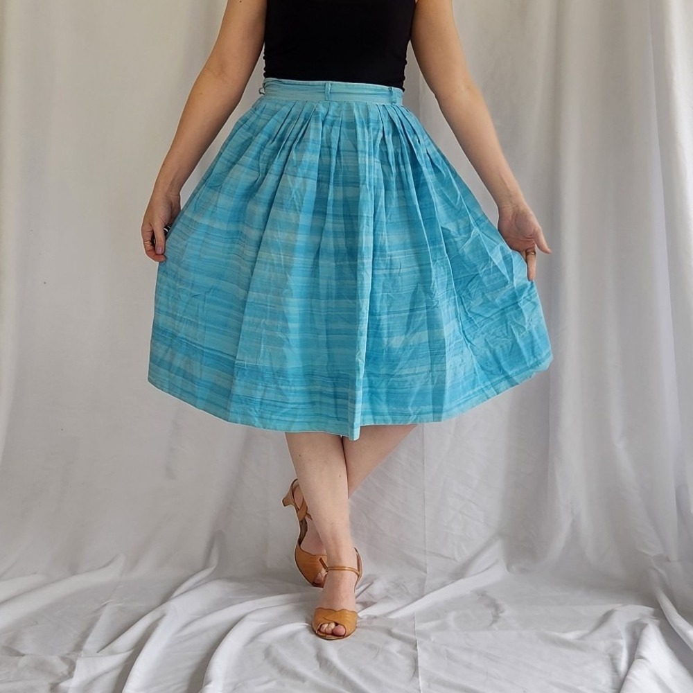 60s Home‎ Made Blue A Line Skirt